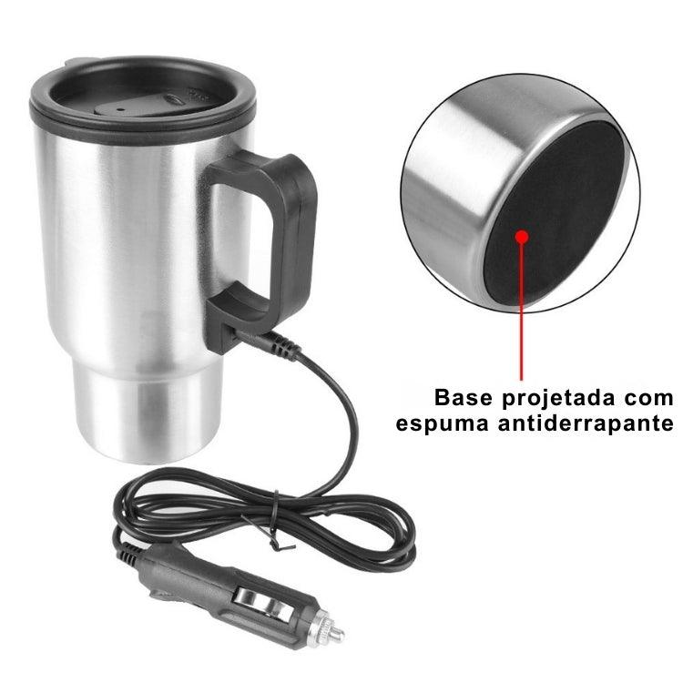 Caneca Automotiva Aquecedora MugMate – 500ml, Aço Inox, Vedação Antivazamento