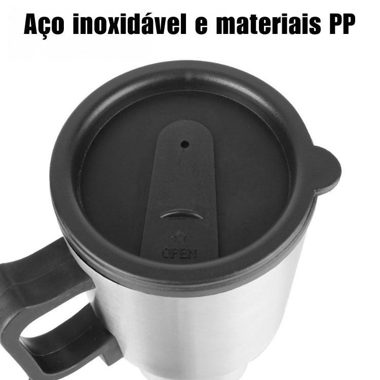 Caneca Automotiva Aquecedora MugMate – 500ml, Aço Inox, Vedação Antivazamento