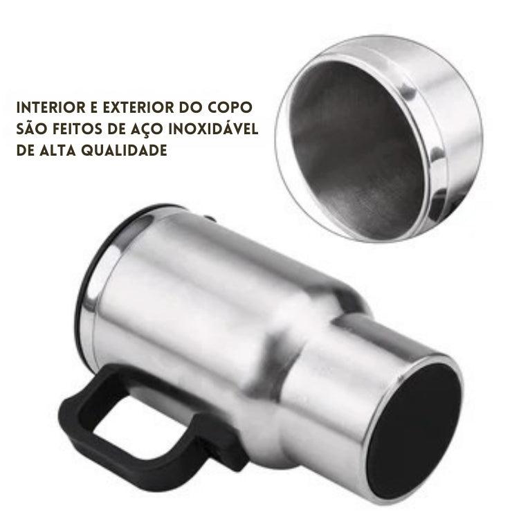 Caneca Automotiva Aquecedora MugMate – 500ml, Aço Inox, Vedação Antivazamento