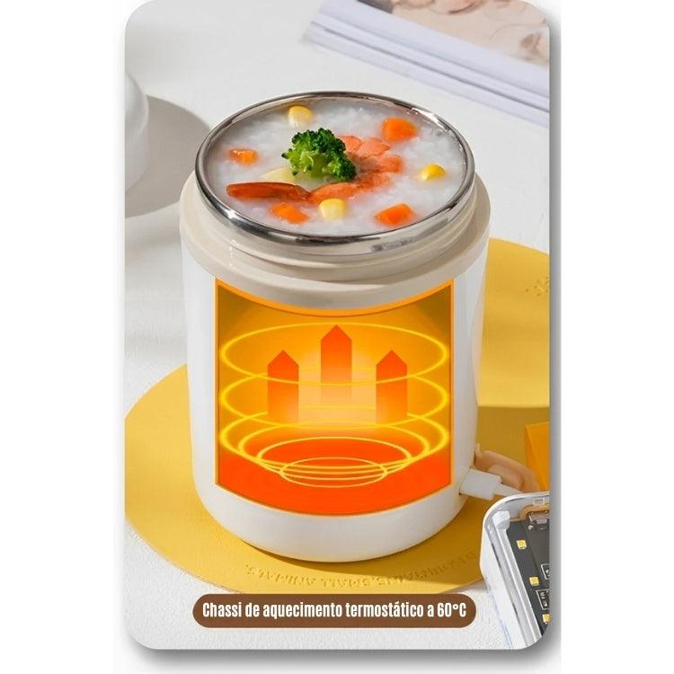 Marmita USB MealPro – 600ML com Aquecimento Elétrico via USB, Inox 304 e Tampa Antivazamento para Refeições Quentes em Qualquer Lugar
