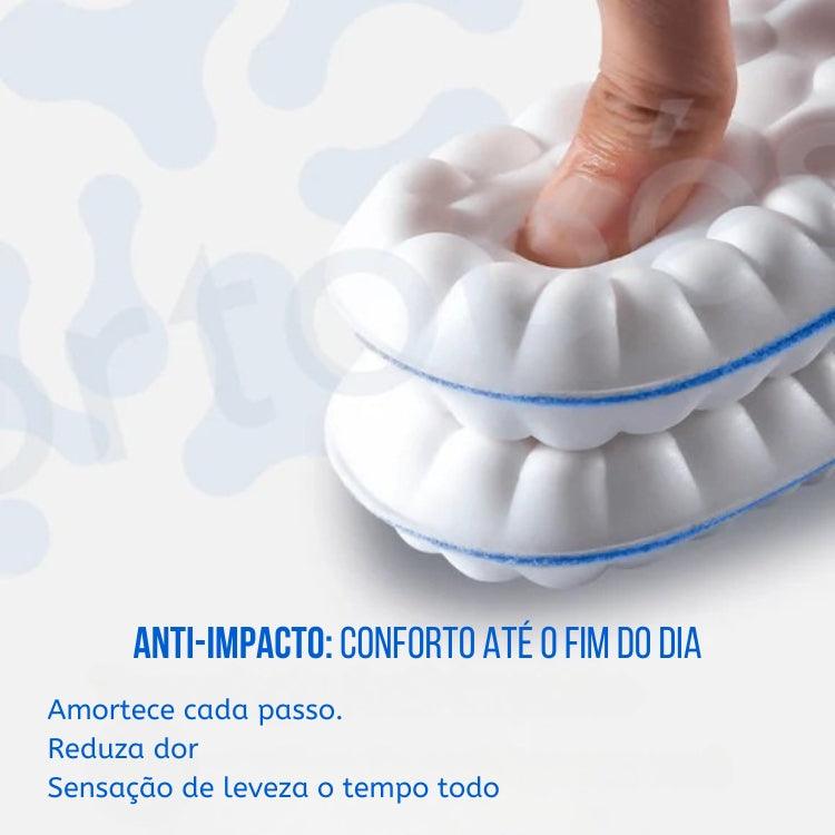 Palmilha Ortopédica Soft 4D PU – Leve, Antiderrapante, Absorve Impacto, Suporte de Arco, Antiodor