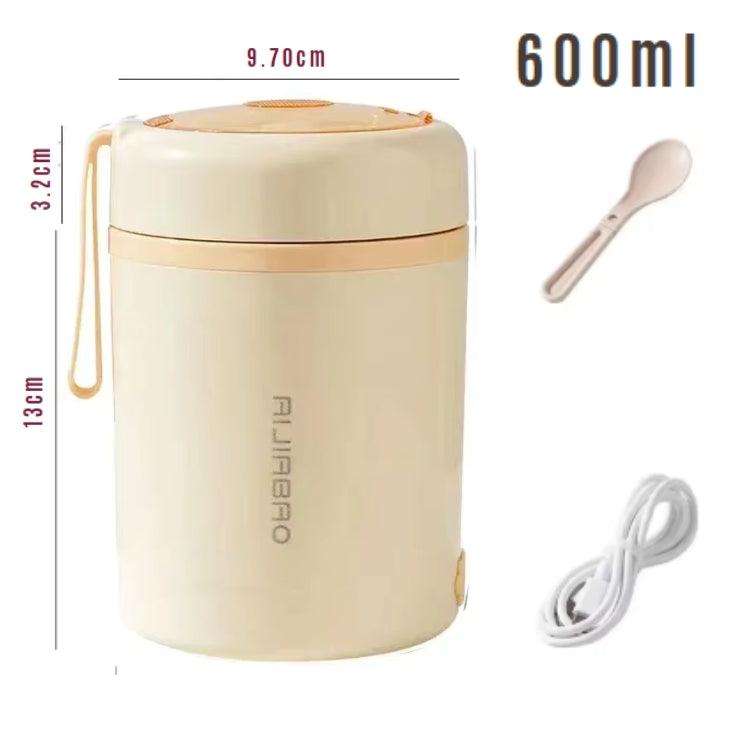 Marmita USB MealPro – 600ML com Aquecimento Elétrico via USB, Inox 304 e Tampa Antivazamento para Refeições Quentes em Qualquer Lugar