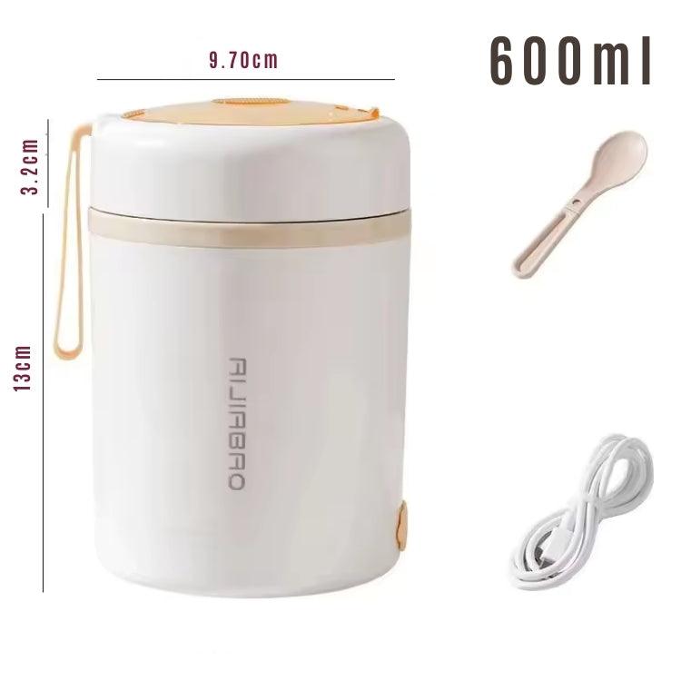 Marmita USB MealPro – 600ML com Aquecimento Elétrico via USB, Inox 304 e Tampa Antivazamento para Refeições Quentes em Qualquer Lugar