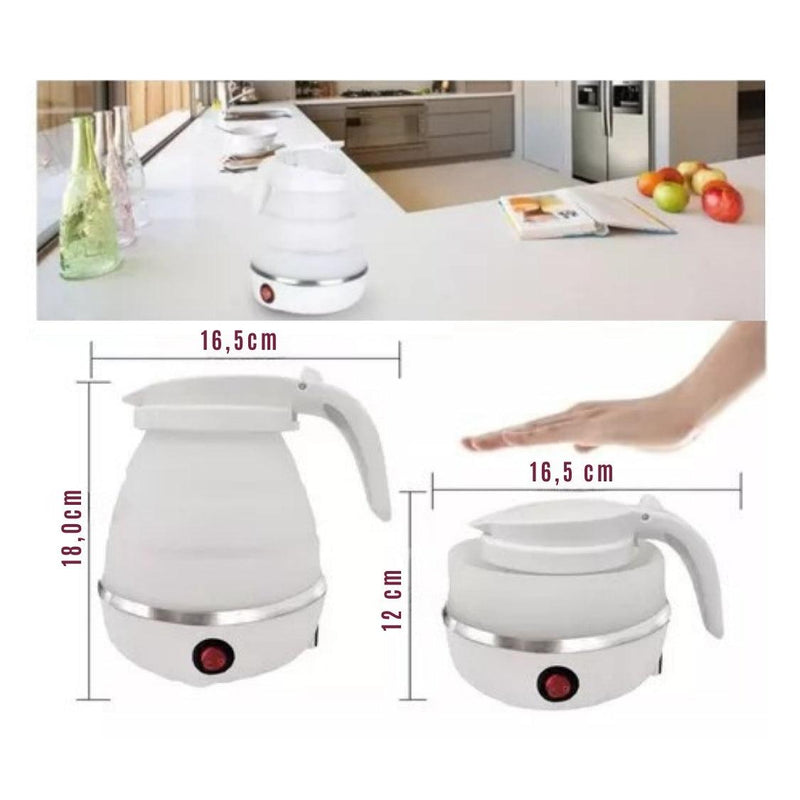 Chaleira Elétrica Dobrável FlexiKettle - 600ml, Garrafa de Silicone, Compacta para Viagens e Uso Doméstico
