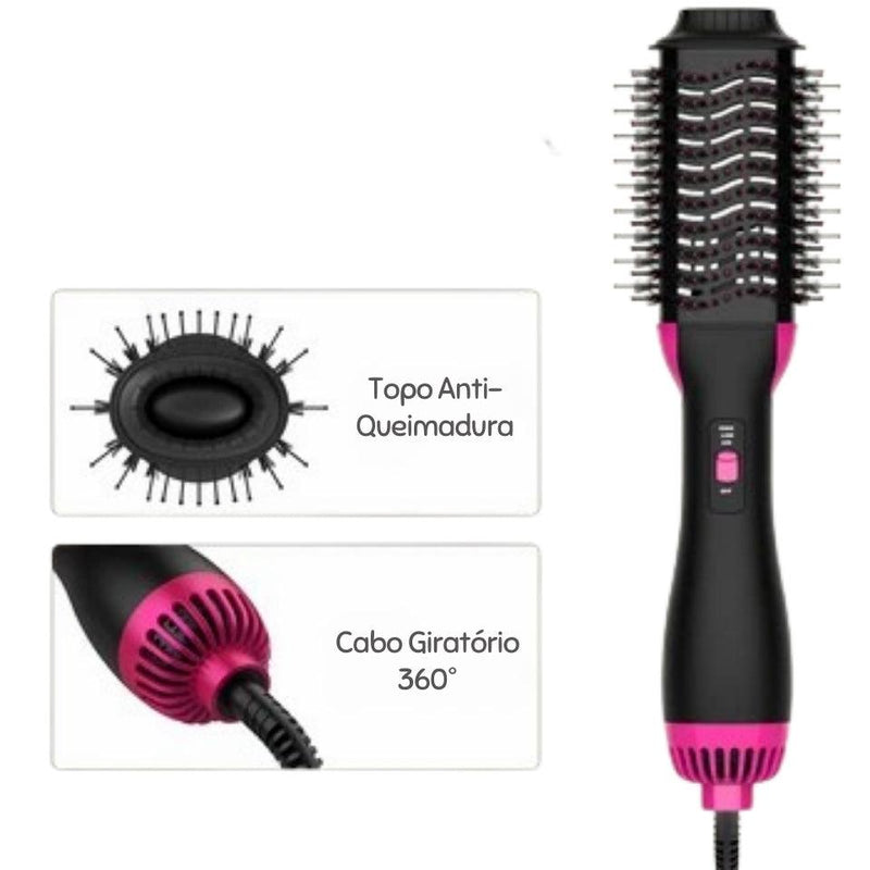 Escova Secadora Oval 3 em 1 com Íons Negativos: Alisa, Modela e Volumiza