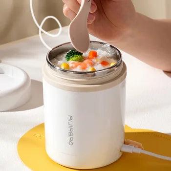Marmita USB MealPro – 600ML com Aquecimento Elétrico via USB, Inox 304 e Tampa Antivazamento para Refeições Quentes em Qualquer Lugar