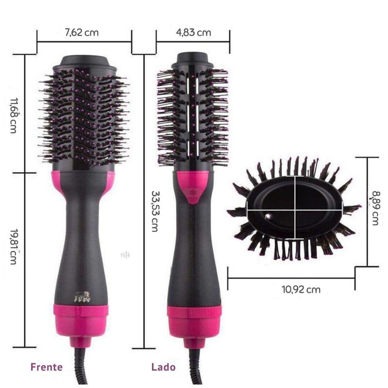 Escova Secadora Oval 3 em 1 com Íons Negativos: Alisa, Modela e Volumiza