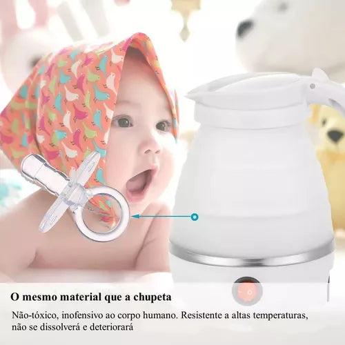 Chaleira Elétrica Dobrável FlexiKettle - 600ml, Garrafa de Silicone, Compacta para Viagens e Uso Doméstico
